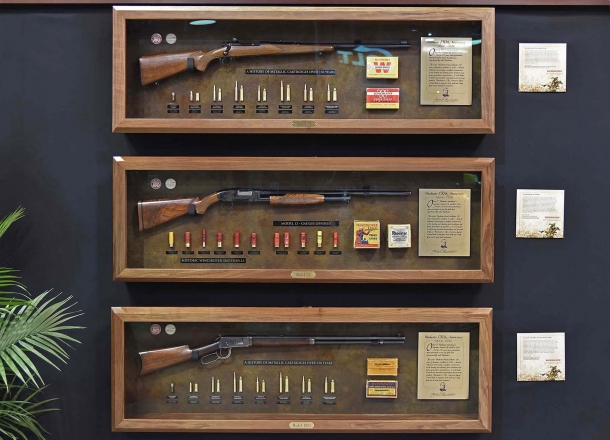 1866-2016: Winchester 150 years anniversary From The Cody Museum: a Winchester model 70, a Model 12 shotgun, and a Winchester model 1894 rifle