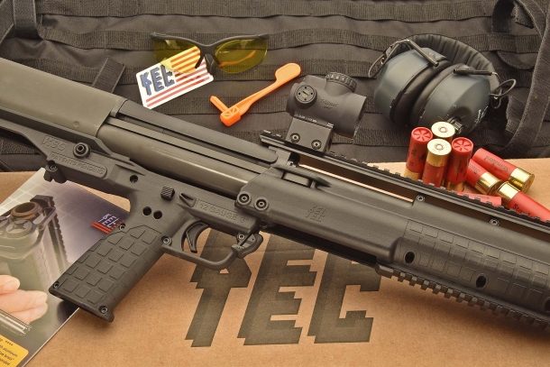 The Kel-Tec KSG 12-gauge pump-action shotgun