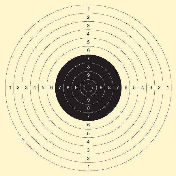 Tecnica di tiro: non perdiamo di vista il bersaglio Il classico bersaglio utilizzato nelle gare di tiro pistola standard a 25 metri e pistola libera a 50 metri. queste gare esaltano la destrezza nel tiro mirato ma non hanno nulla a che vedere con il tiro da difesa.