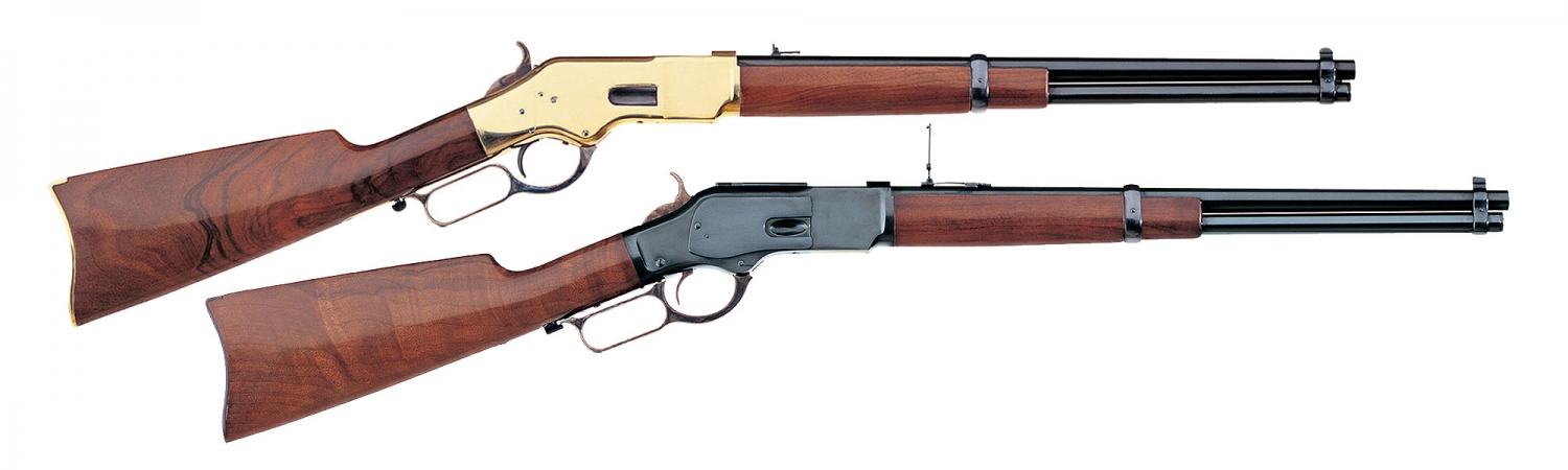 C'era una volta Sergio Leone: in mostra all'Ara Pacis, gli 'spaghetti western' e non solo Due classiche carabine Uberti viste in centinaia di film western: un Winchester 1866 'Yellow Boy' e un Winchester 1873
