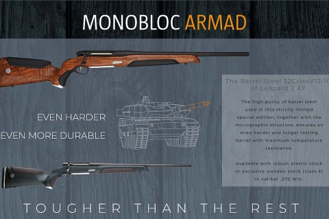 Steyr Arms will build only 70 Monobloc ARMAD bolt-action hunting rifles, featuring am Aubert & Duval ARMAD steel barreled action