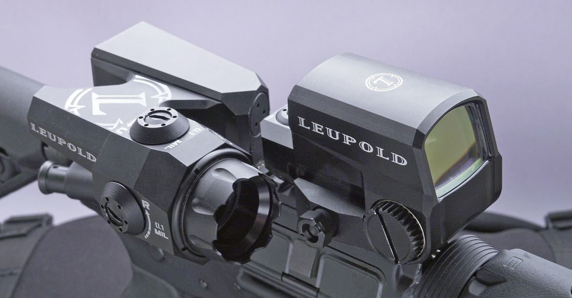 The Leupold D-Evo (at left) coupled wit a Leupold LCO Red Dot sight