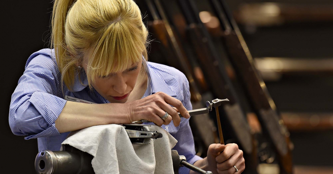 John Moses Browning Collection – Engraver at work